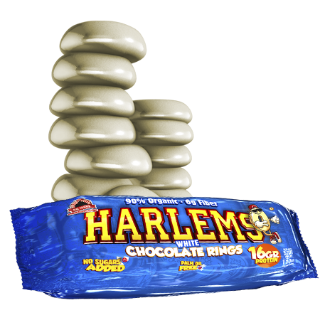Harlems envase de rosquillas crujientes del fabricante Max Protein (Panaderia Dietetica)