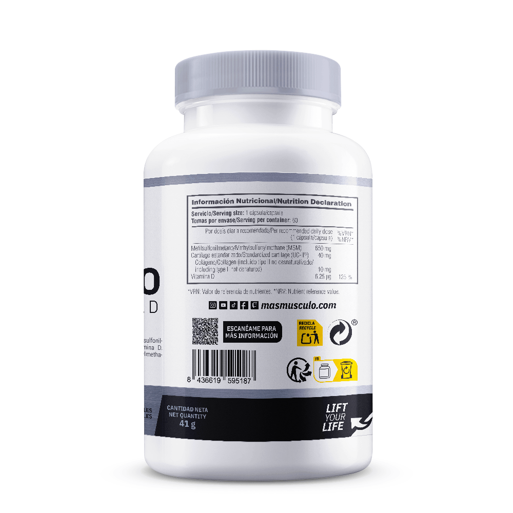 Collagène UC-II® avec MSM + vitamine D de Masmusculo Supplements