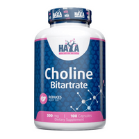 Bitartrato de Colina 500mg bote de 100 cápsulas suplemento de la sección protectores hepáticos hecho por Haya Labs