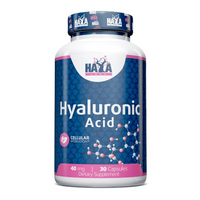 Ácido Hialurónico 40mg envase de 30 cápsulas en la sección de anti-envejecimiento hecho por Haya Labs