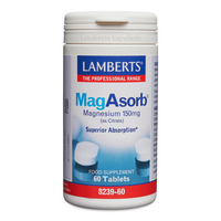 MagAsorb envase de 60 tabletas por Lamberts en la sección de magnesio