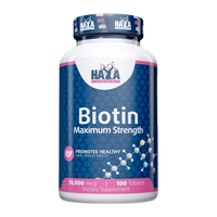 Biotina Maximum Strenght 10.000mcg presentación de 100 tabletas por Haya Labs