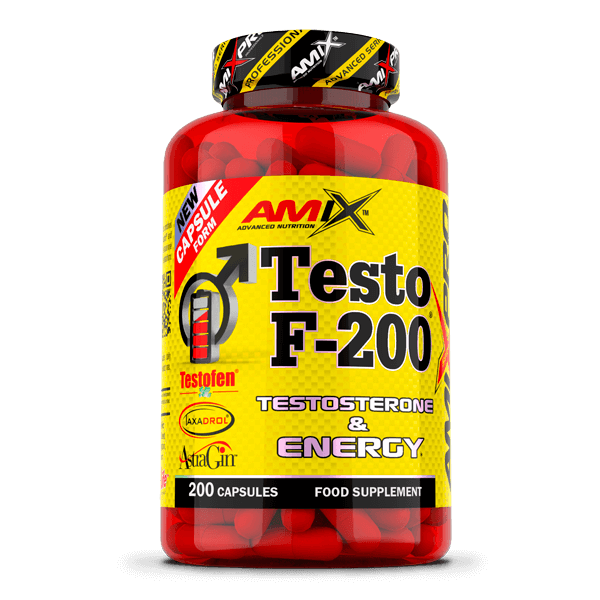 Testo F-200 presentación de 200 cápsulas del fabricante AmiXpro® series de la categoría complejos testosterona