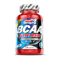 BCAA Elite Rate 2:1:1 envase de 120 cápsulas complemento alimenticio de bcaa ramificados por Amix Nutrition