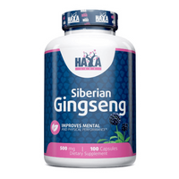 Ginseng Siberiano 500mg en 100 cápsulas del fabricante Haya Labs complemento alimenticio de concentración-memoria