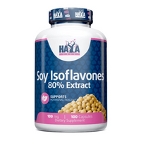 Isoflavonas de Soja 100mg envase de 100 cápsulas complemento alimenticio de especial mujer hecho por Haya Labs