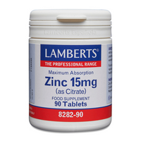 Zinc 15mg presentación de 90 tabletas de la marca Lamberts en la categoría minerales