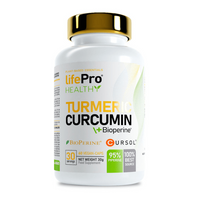 Turmeric Curcumin + Bioperine envase de 60 cápsulas veganas - mejora general de la marca LifePRO