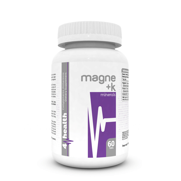 Magne +K bote de 60 tabletas de 4PRO Nutrition dentro de Magnesio