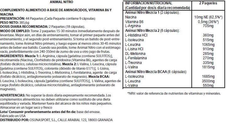 Información nutricional