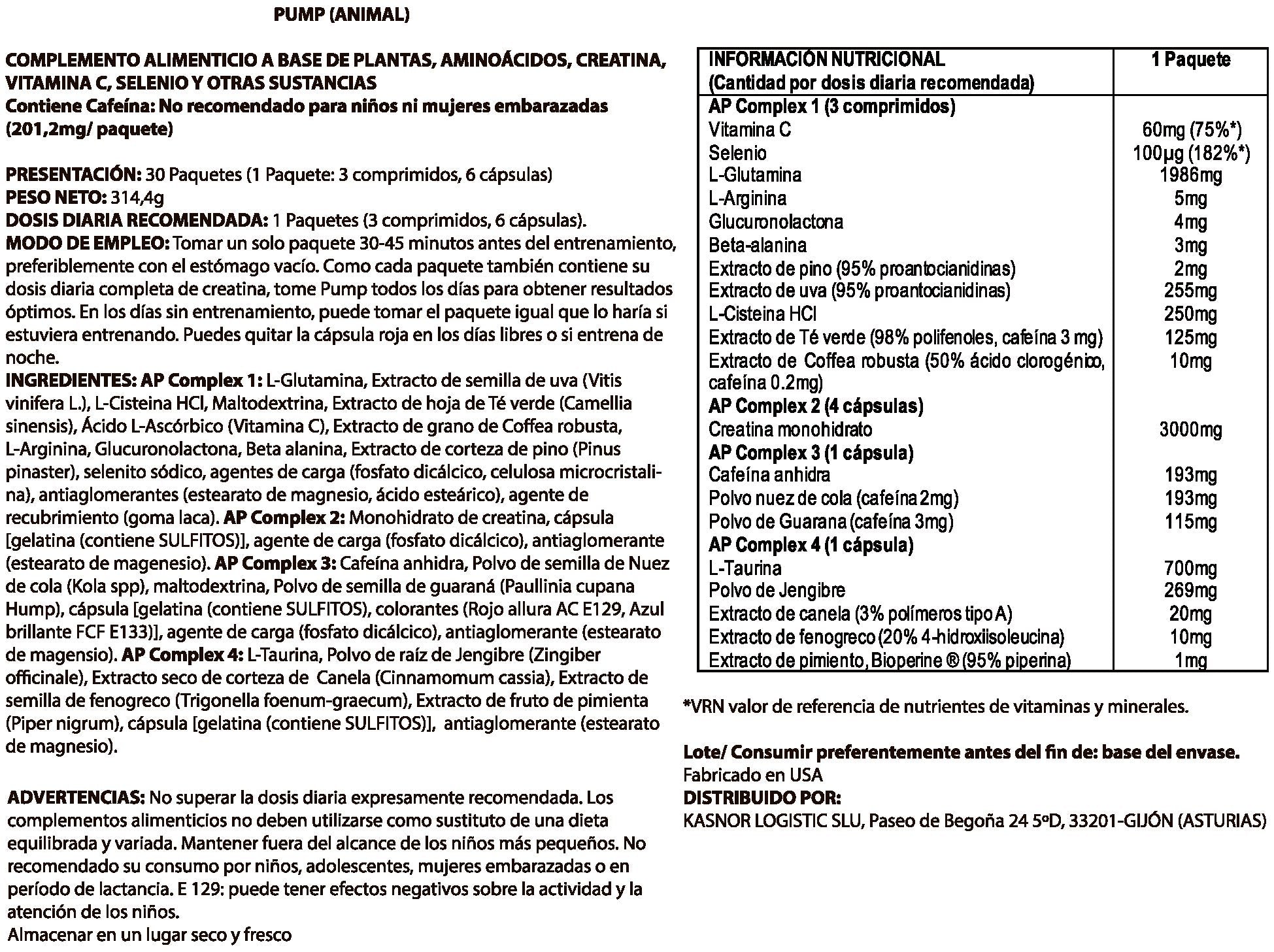 Información nutricional