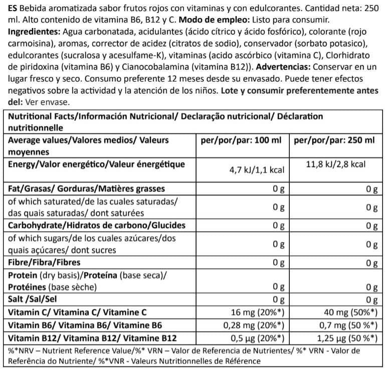 Información nutricional