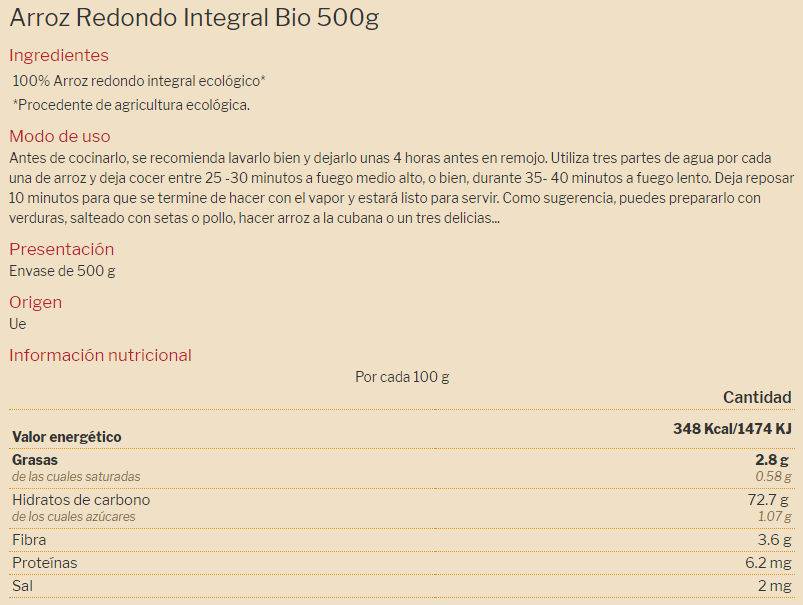 Información nutricional