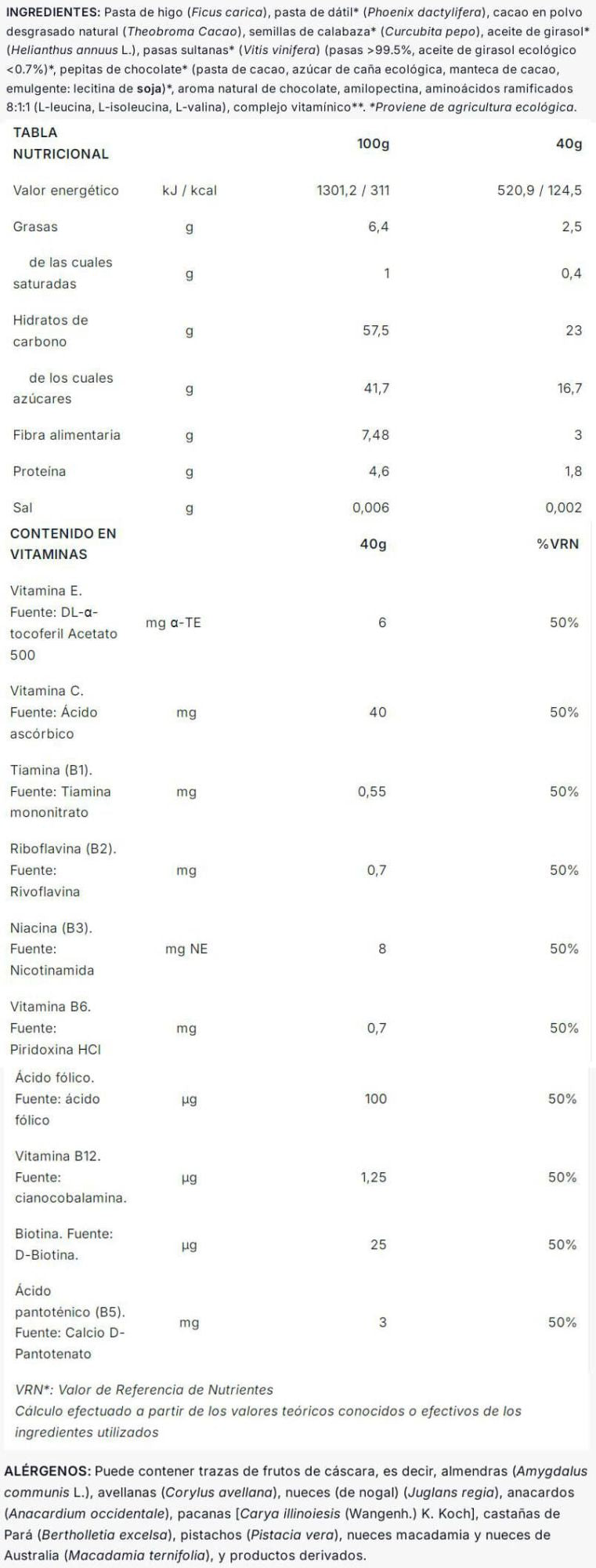 Información nutricional