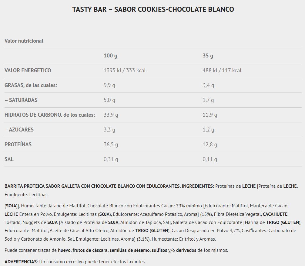 Información nutricional