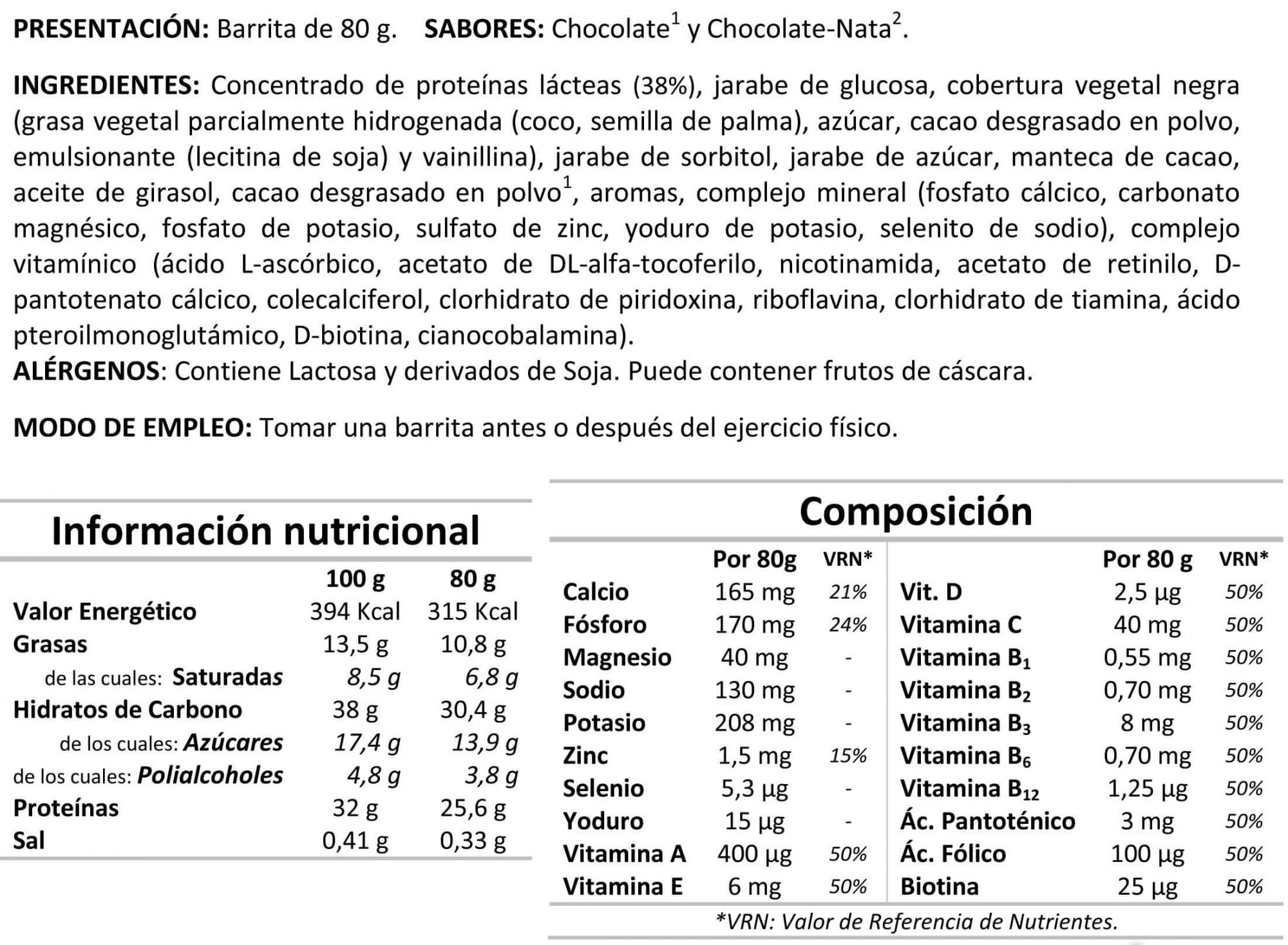 Información nutricional
