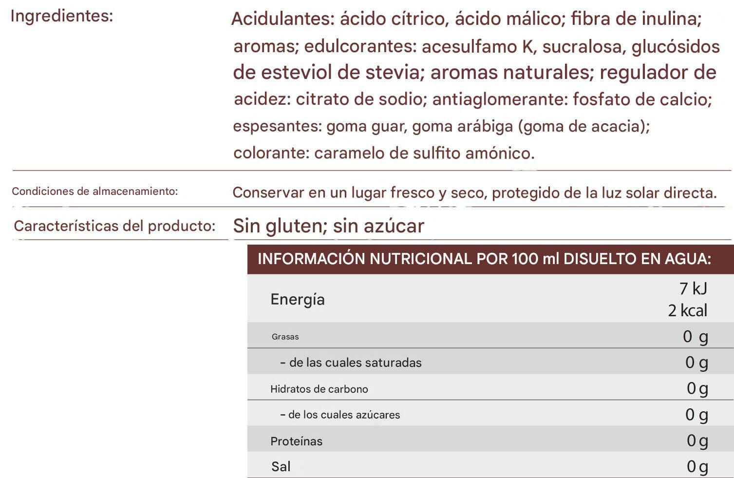 Información nutricional
