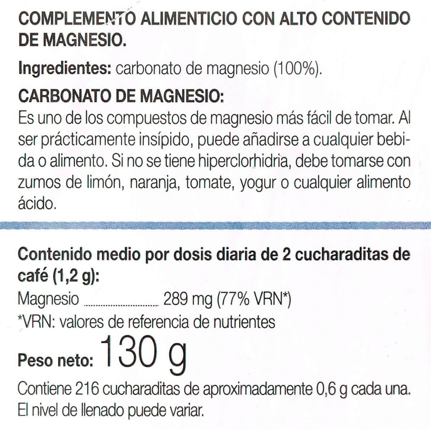 Información nutricional