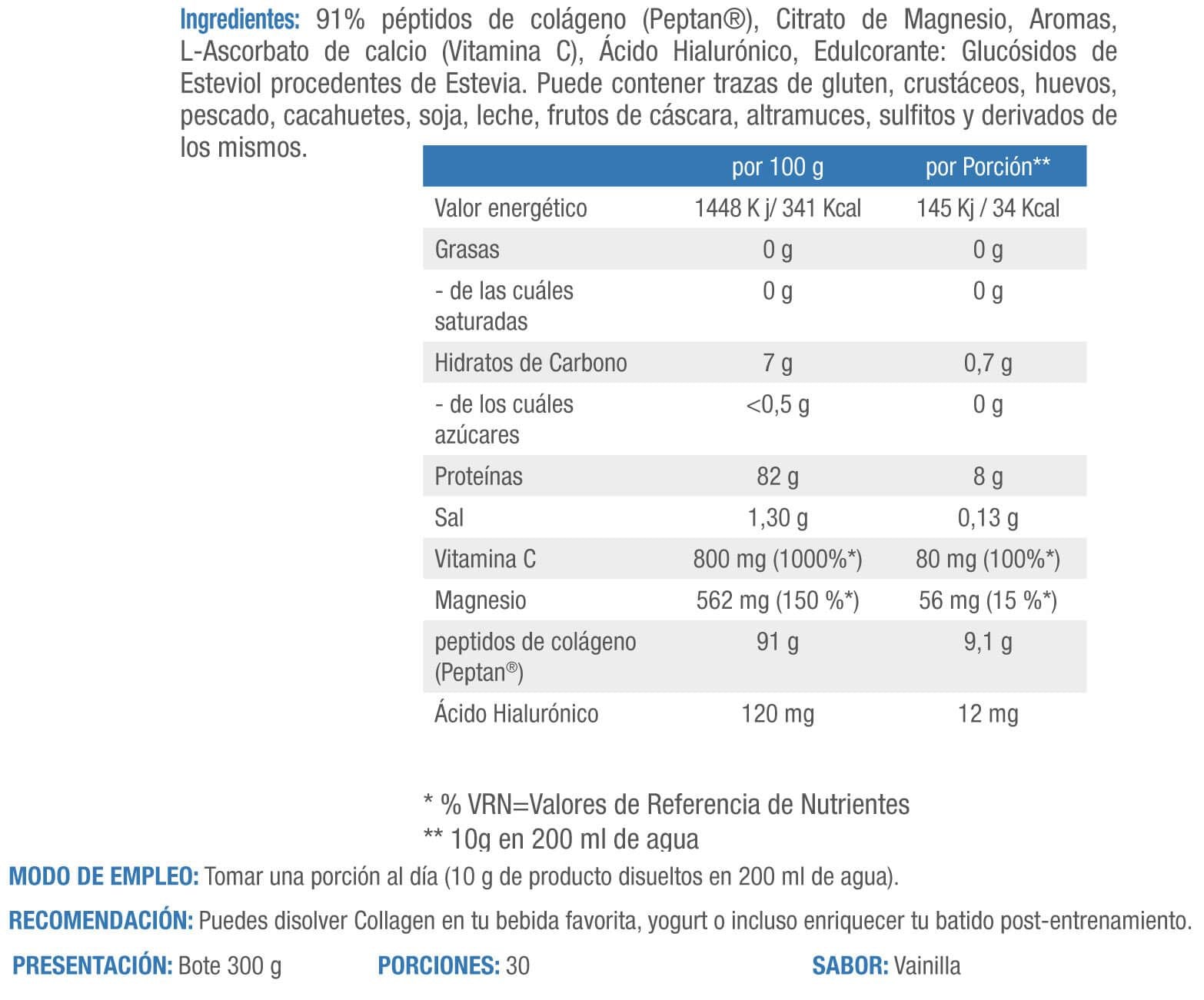 Información nutricional