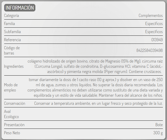 Información nutricional