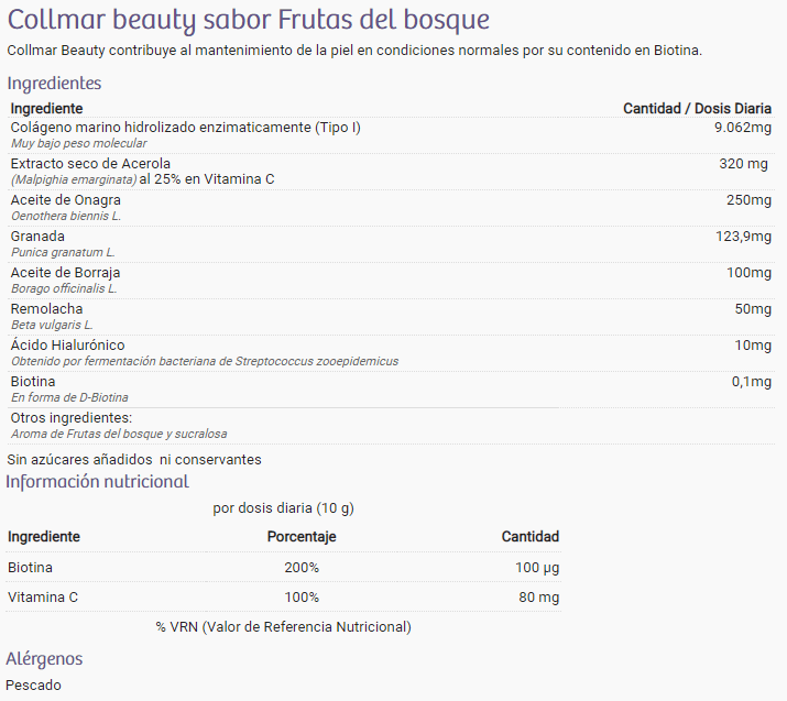 Información nutricional