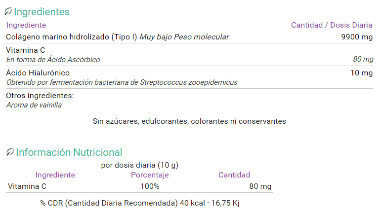 Información nutricional