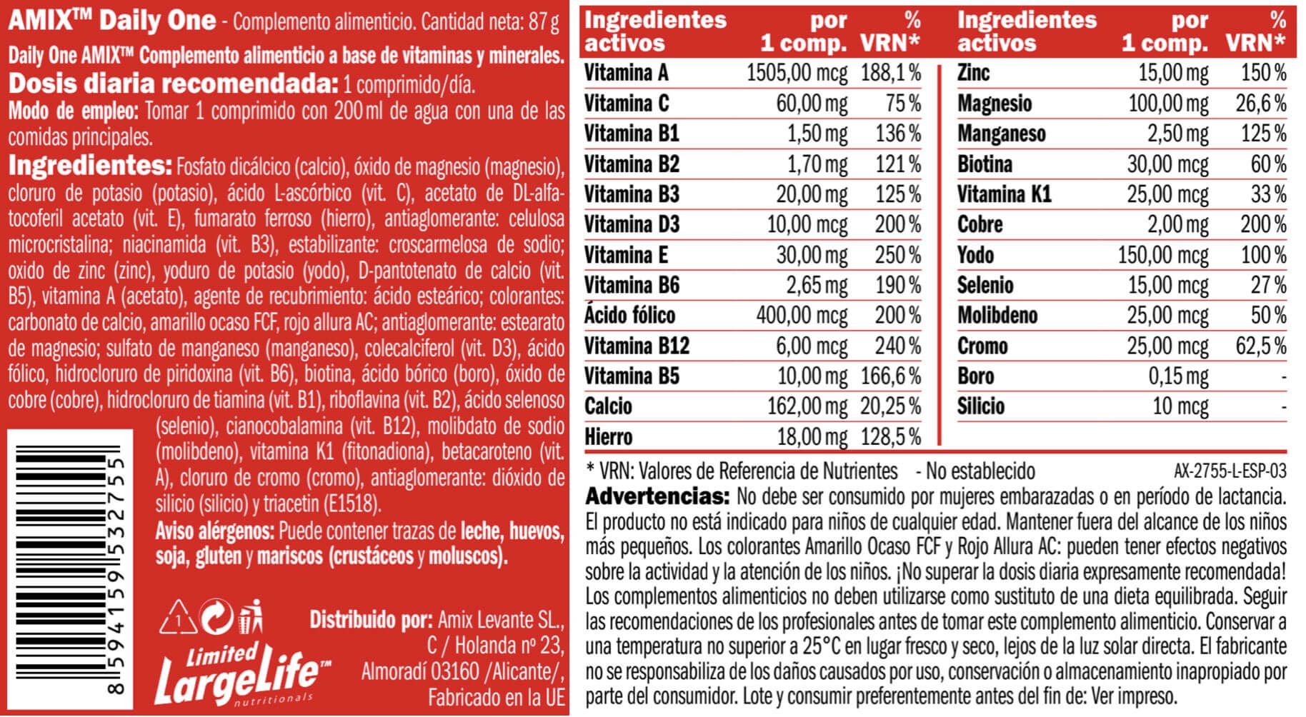 Información nutricional