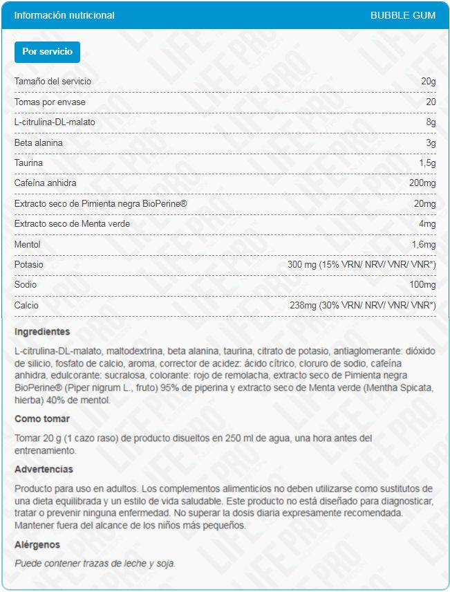 Información nutricional