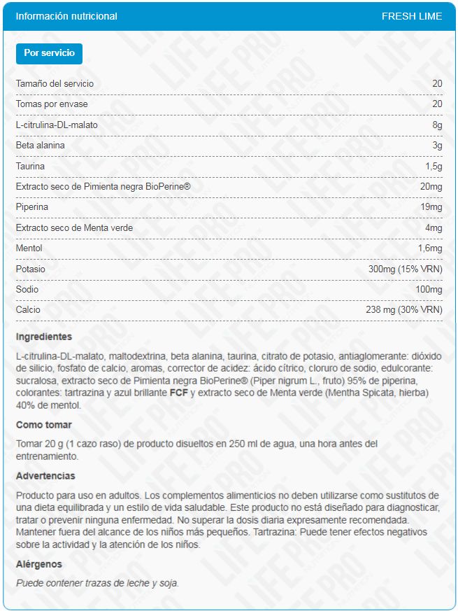 Información nutricional