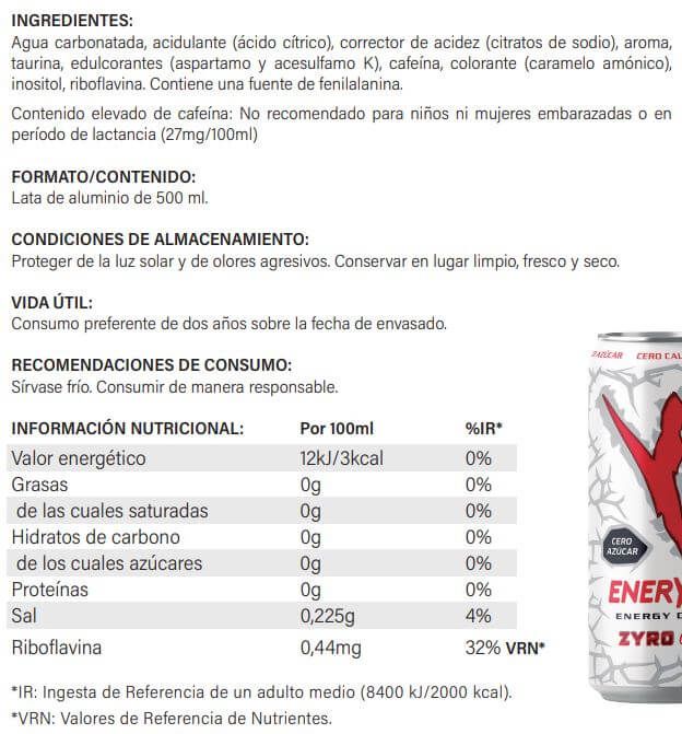 Información nutricional