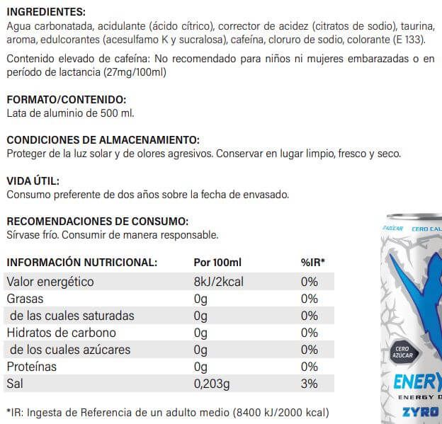 Información nutricional