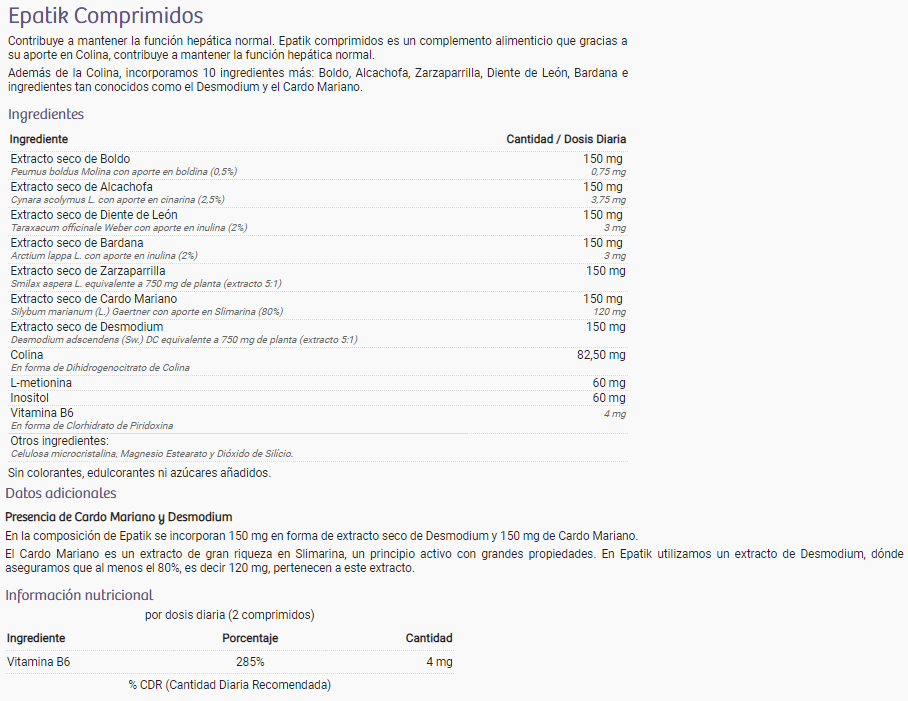 Información nutricional