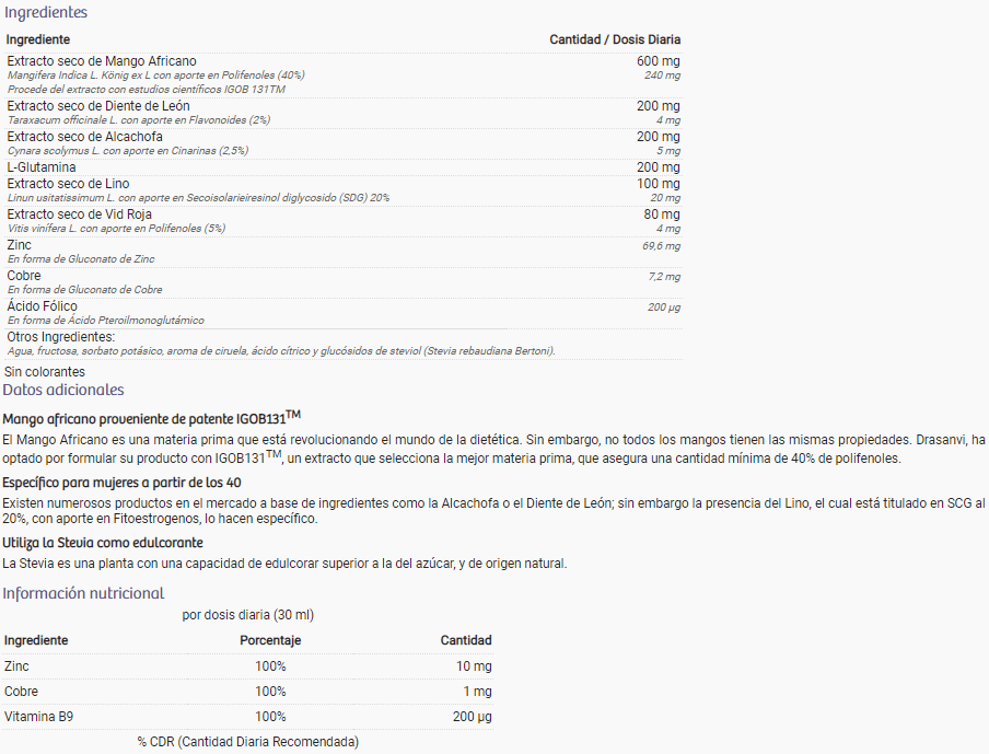 Información nutricional