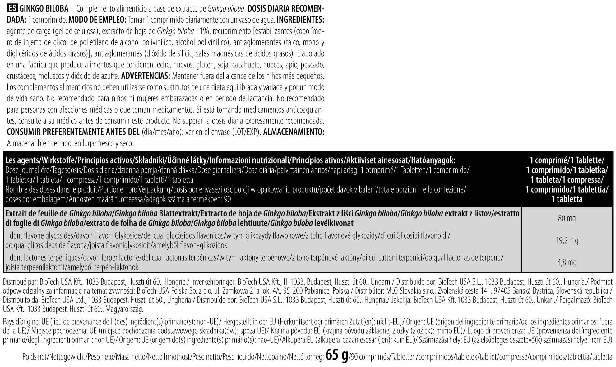 Información nutricional