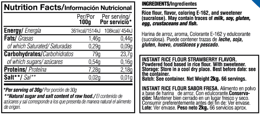 Información nutricional