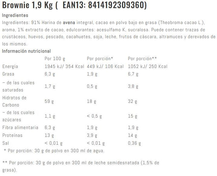 Información nutricional