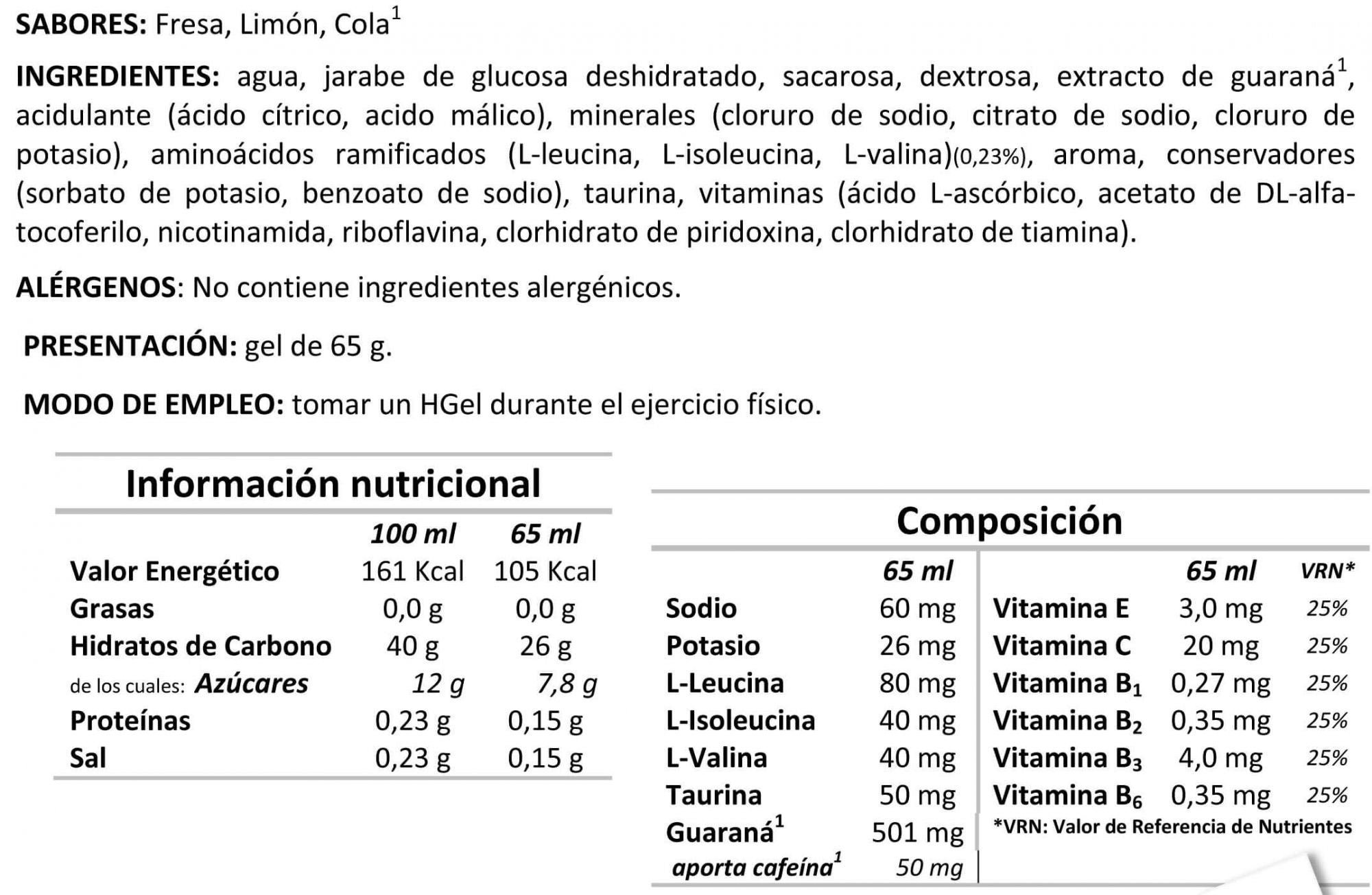 Información nutricional