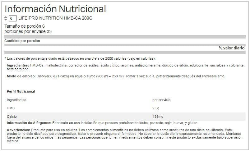 Información nutricional