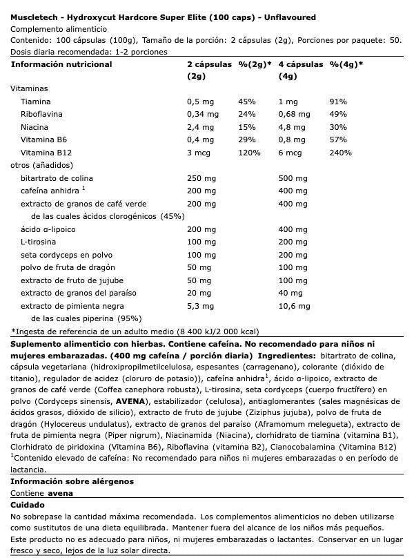 Información nutricional