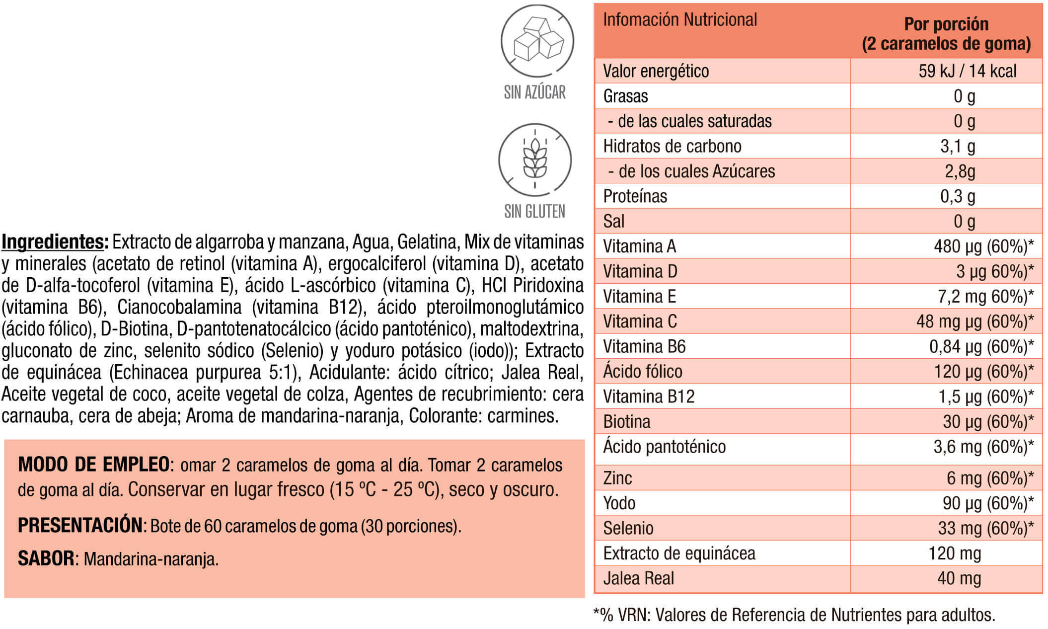 Información nutricional