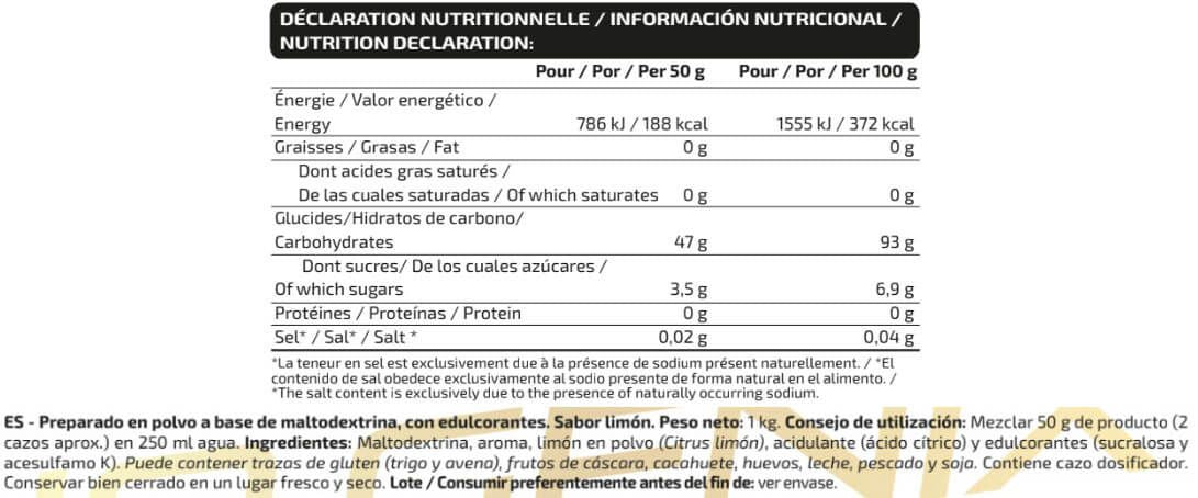 Información nutricional