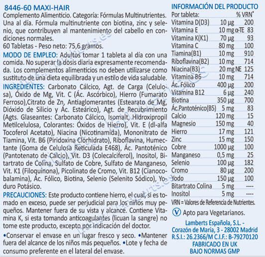 Información nutricional