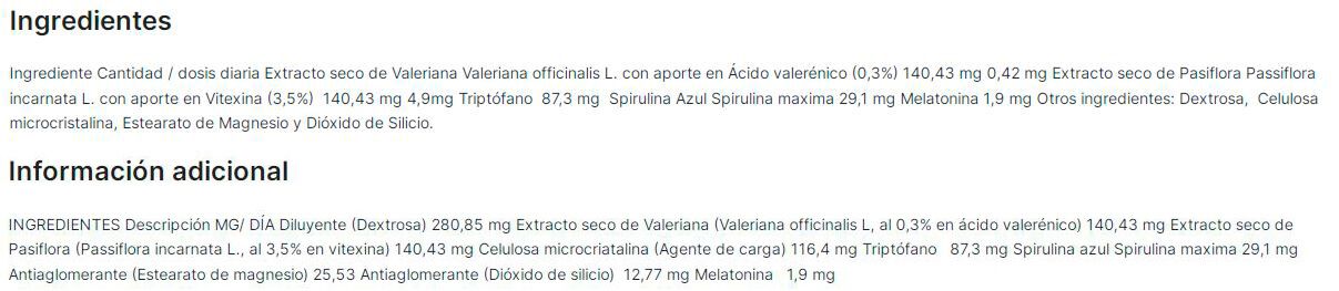 Información nutricional