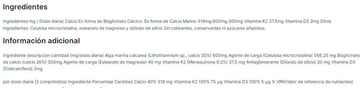 Información nutricional