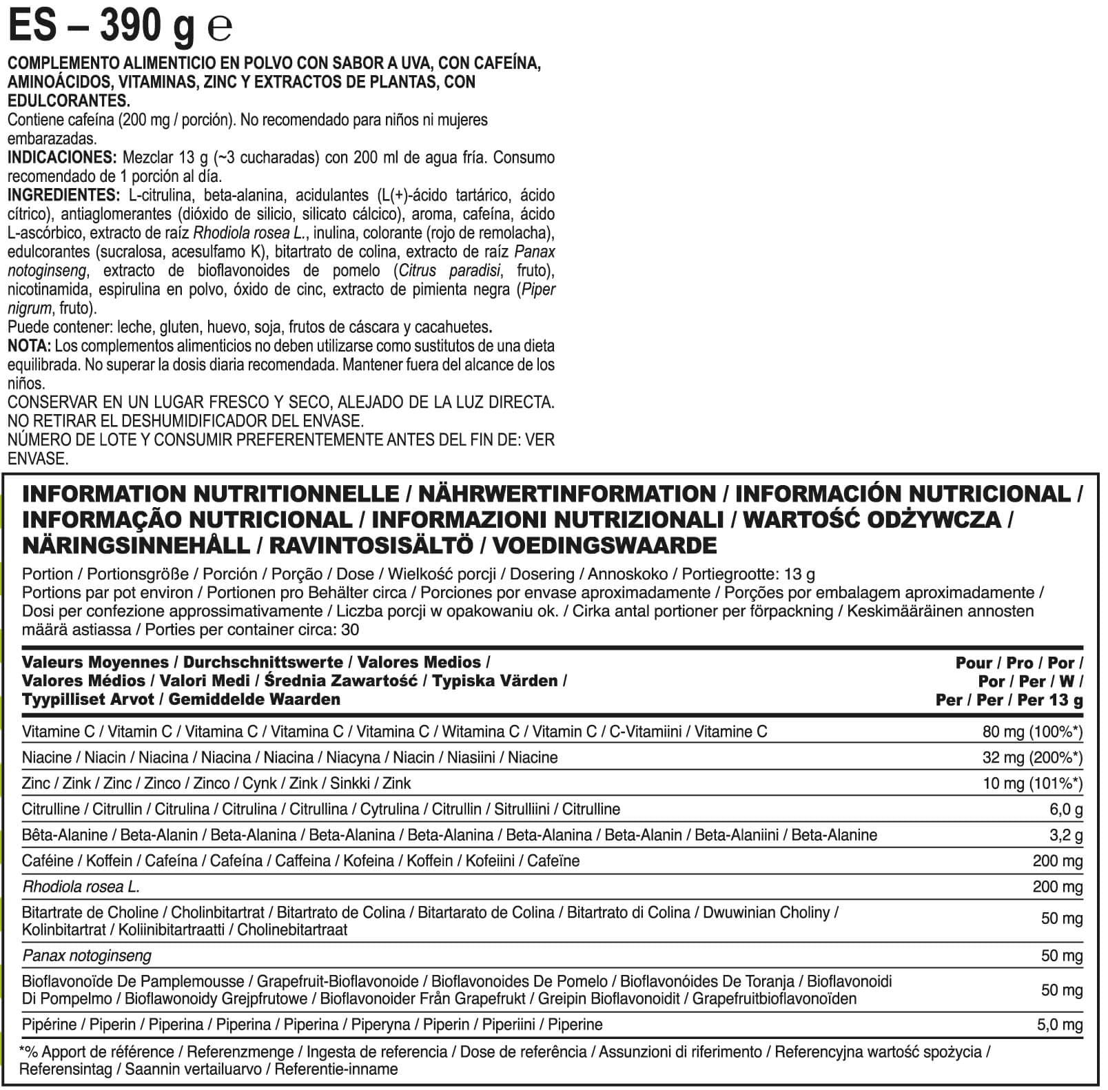 Información nutricional