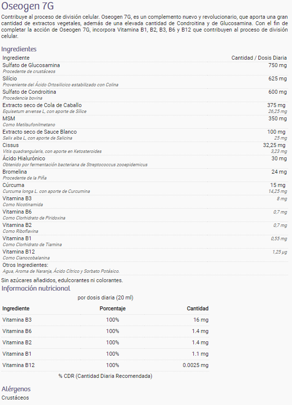 Información nutricional