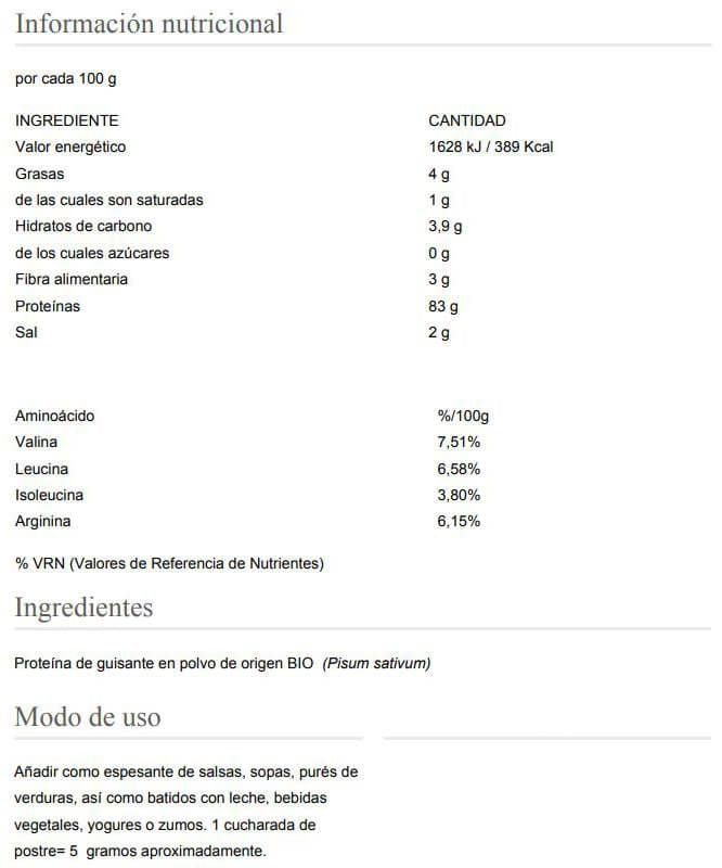 Información nutricional