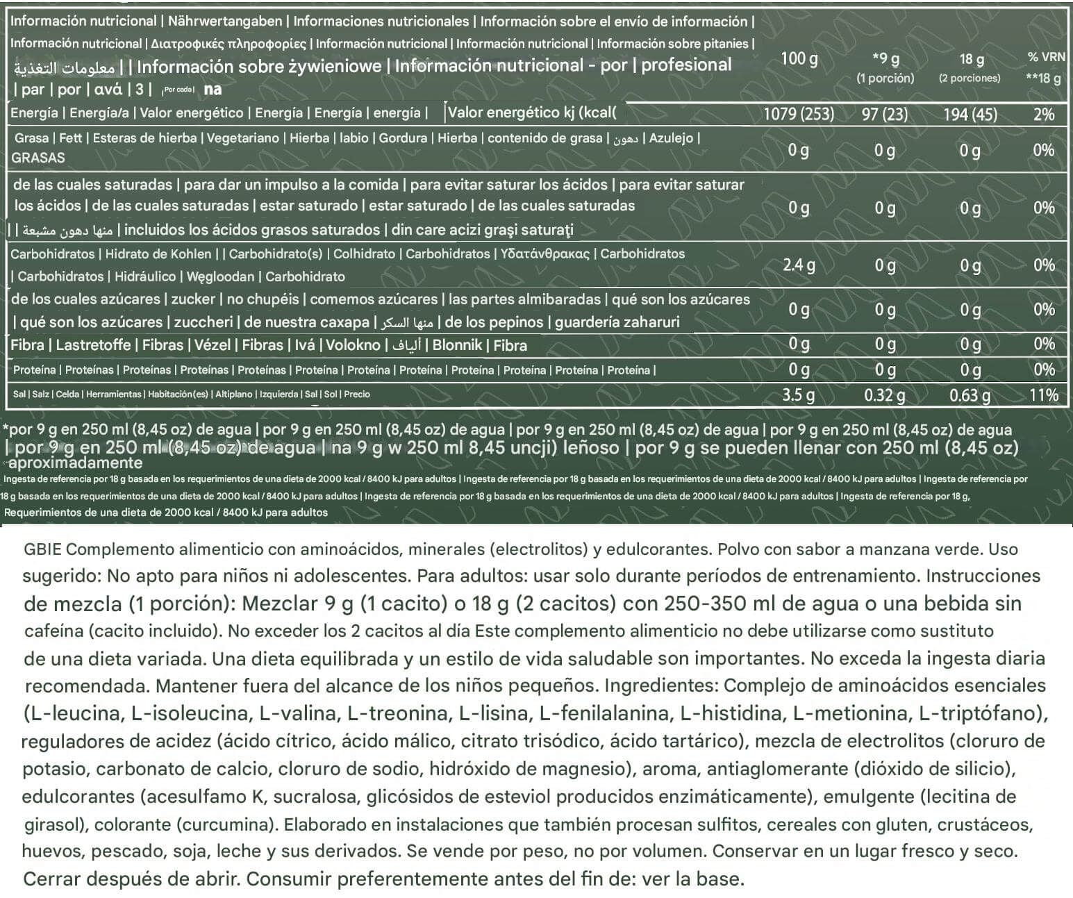 Información nutricional