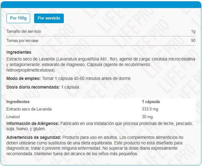 Información nutricional