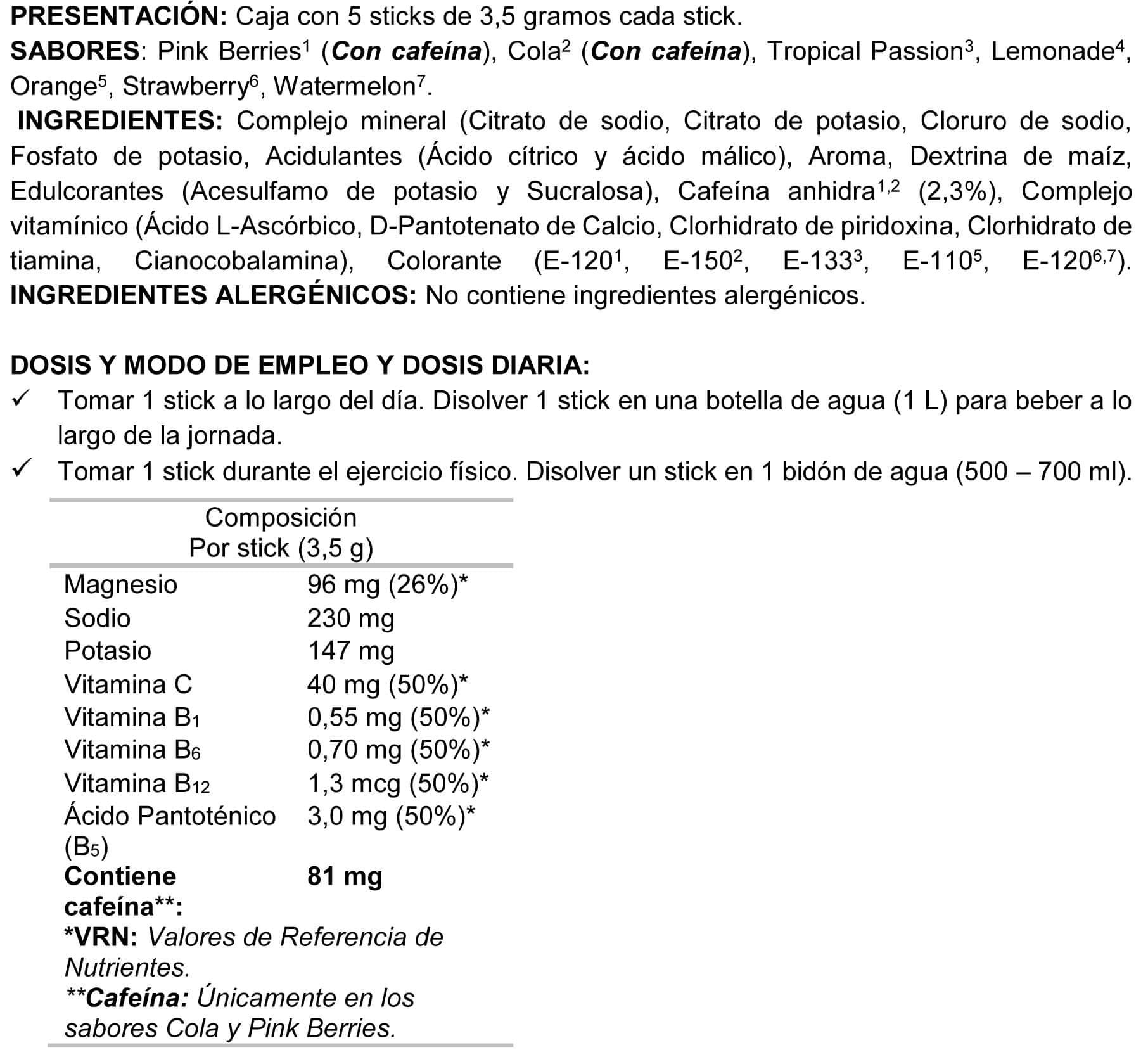 Información nutricional